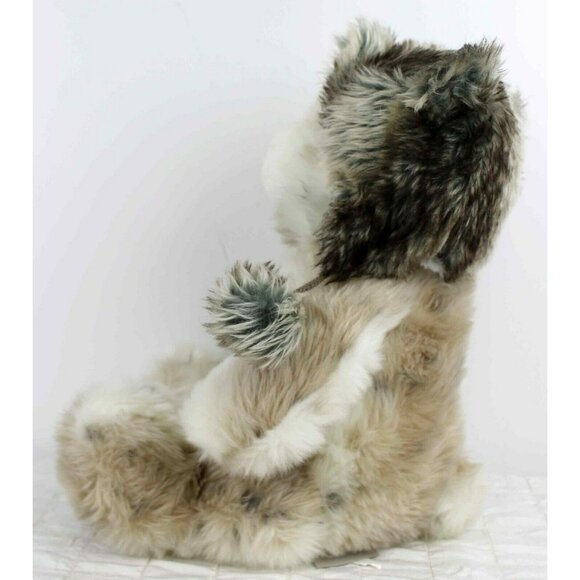 Levtex Baby Bear Plush Bomber Hat Snow Grizzly White Grey 14" tall - Picture 4 of 8